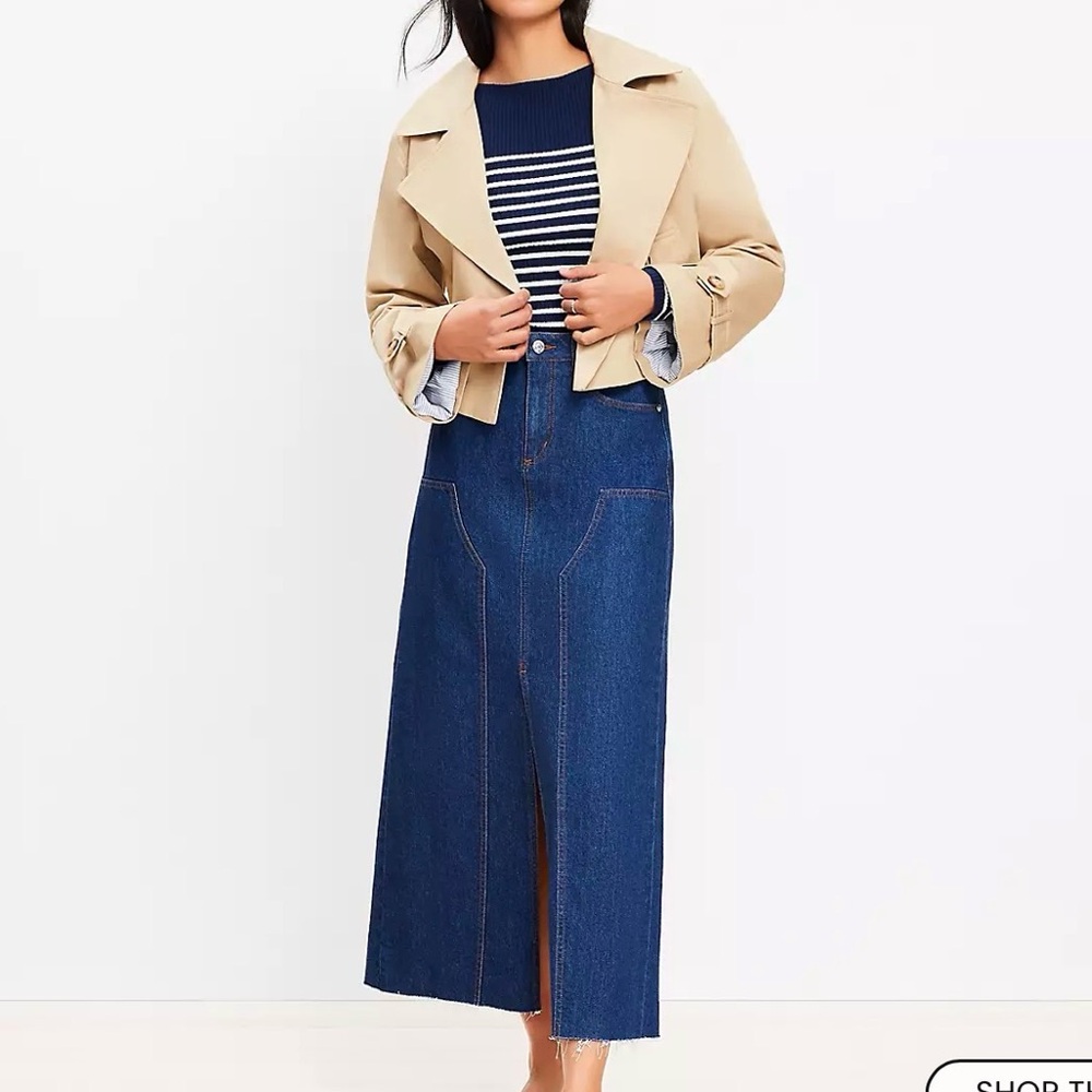 LOFT Blue Denim Maxi Skirt